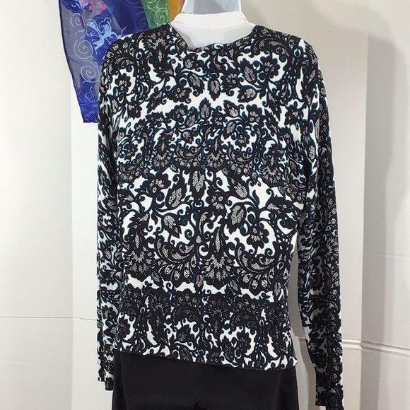 WHBM b/w floral lace cardigan L - Picture 6 of 10